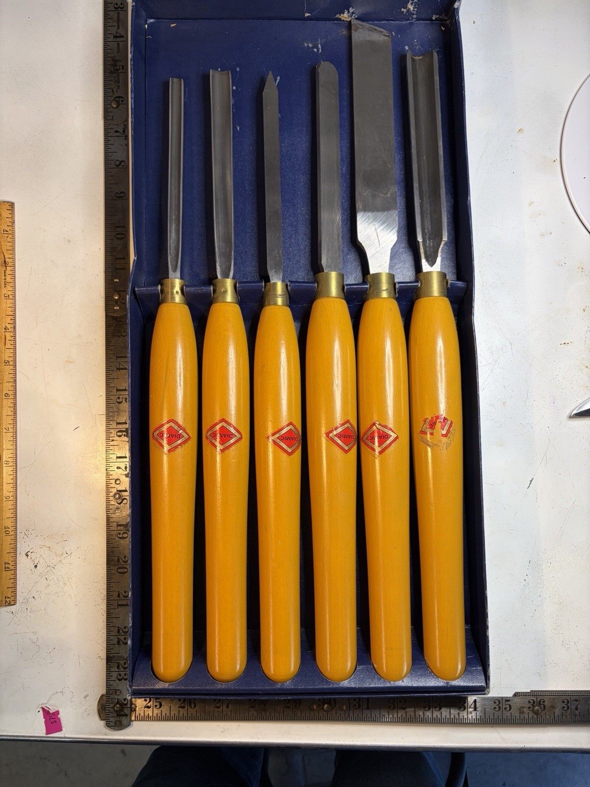 Pristine Vintage Henry Taylor Diamic 6-Piece Woodturning Lathe Tool Set