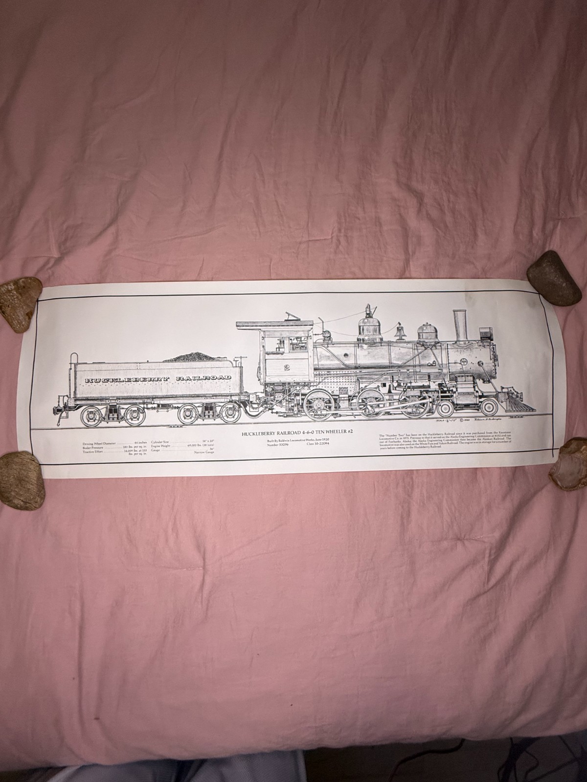 Vintage American Railroad Locomotive Schematic Art Print Huckleberry 31.5\ Vintage American Railroad Locomotive Schematic Art Print Huckleberry 31.5\