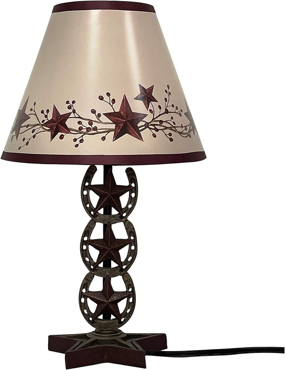 SnS Cowboy Western Horseshoe Vintage Hand Painted Resin Table Lamp Country Home