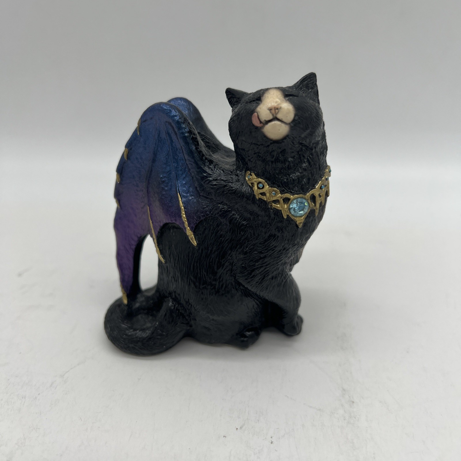 VTG Windstone Editions Black Bat Winged Flap Cat Figurine M Pena 1988 Retired