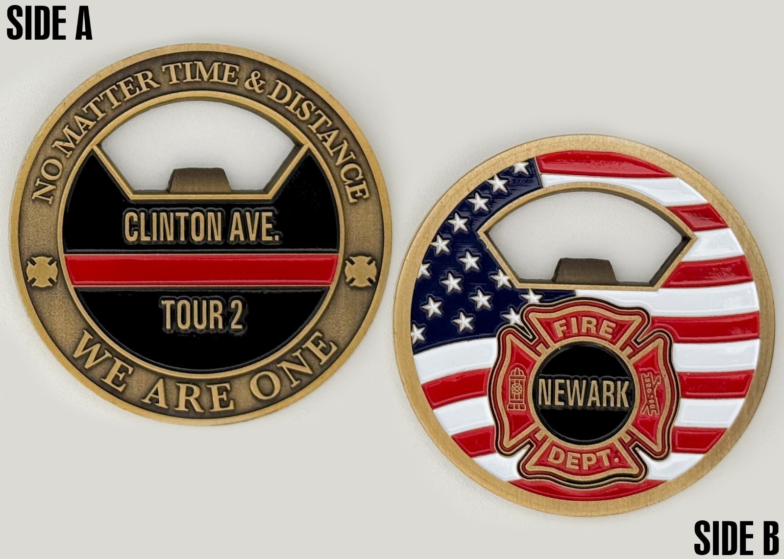 Newark Fire Dept Clinton Ave Tour 2 Challenge Coin - Bottle Opener 2#12