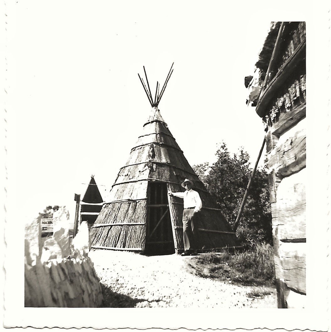 ST. IGNACE MICHIGAN Ojibwa Tribe TeePee Vintage Photo of Tourist Indian Camp