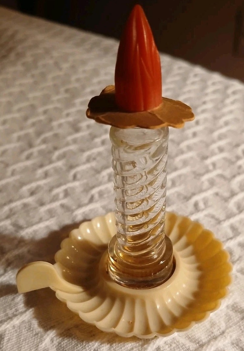 Vtg Karoff Cand-a-lite Perfume Bottle Rare Empty Read Descrip
