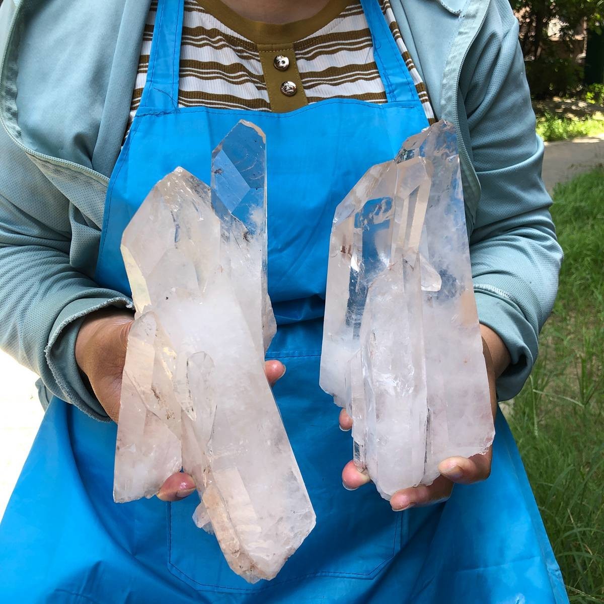 2pcs 6.55 LB Natural Clear Quartz Cluster Crystal Mineral Heals Specimen 6366