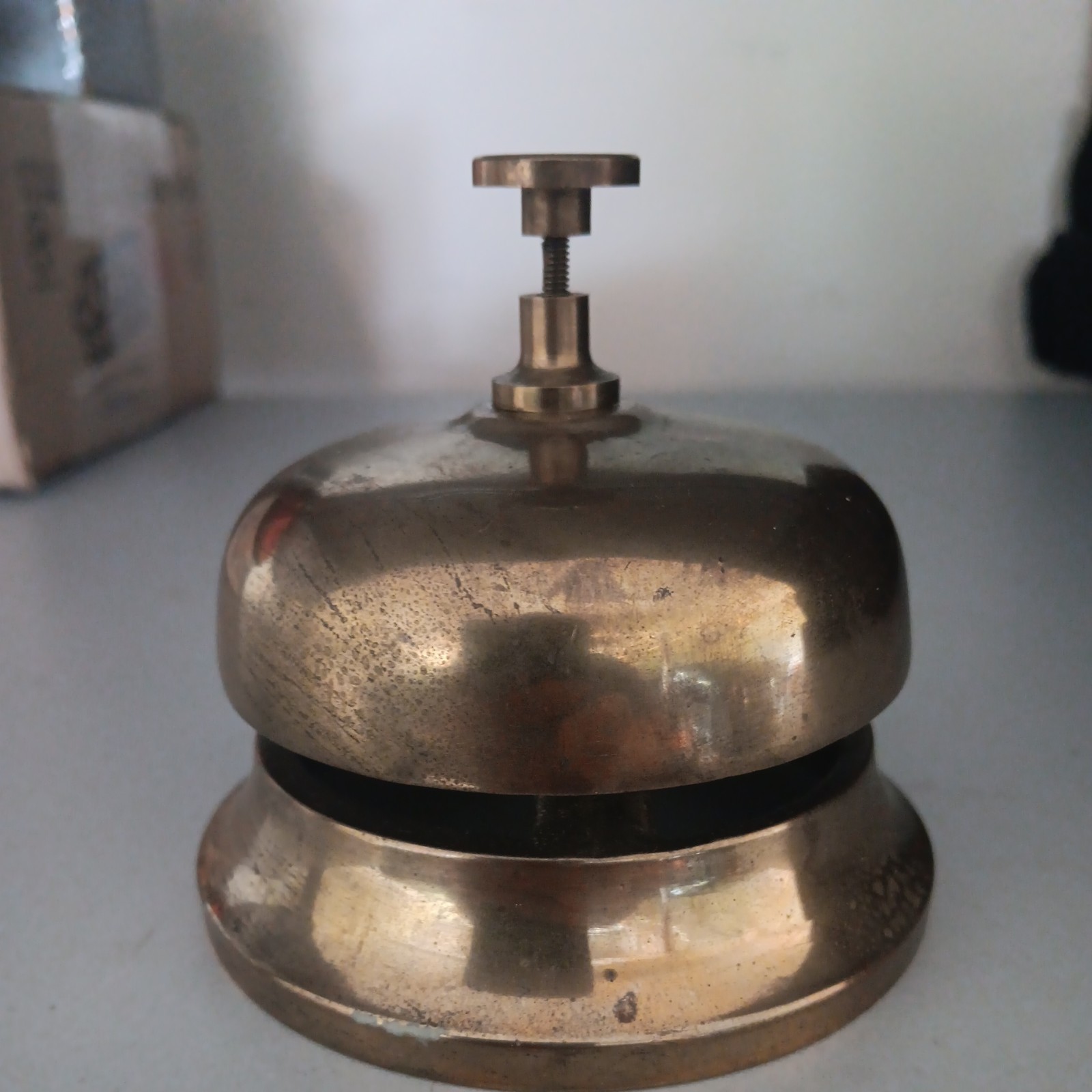 Vintage Solid Brass Service Bell Front Desk Hotel WORKS