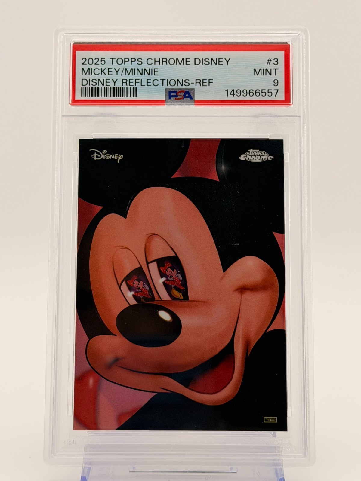 2025 Topps Disney Chrome Reflections #R-3 Mickey Mouse Minnie Mouse PSA 9