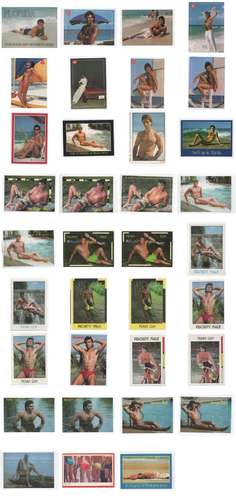 Lot of 35 Sexy Men Vintage 1980s Beefcake Male Pinups Bare Chest Gay Interest