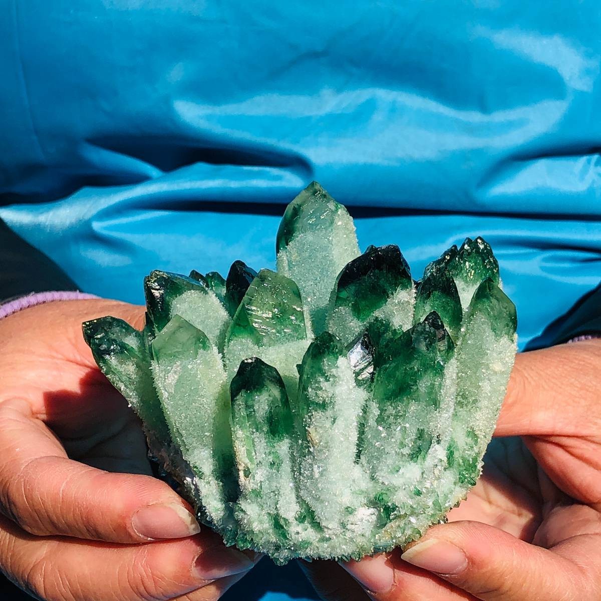4 pieces 3.71LB New Find green Phantom Quartz Crystal Cluster Specimen 3440