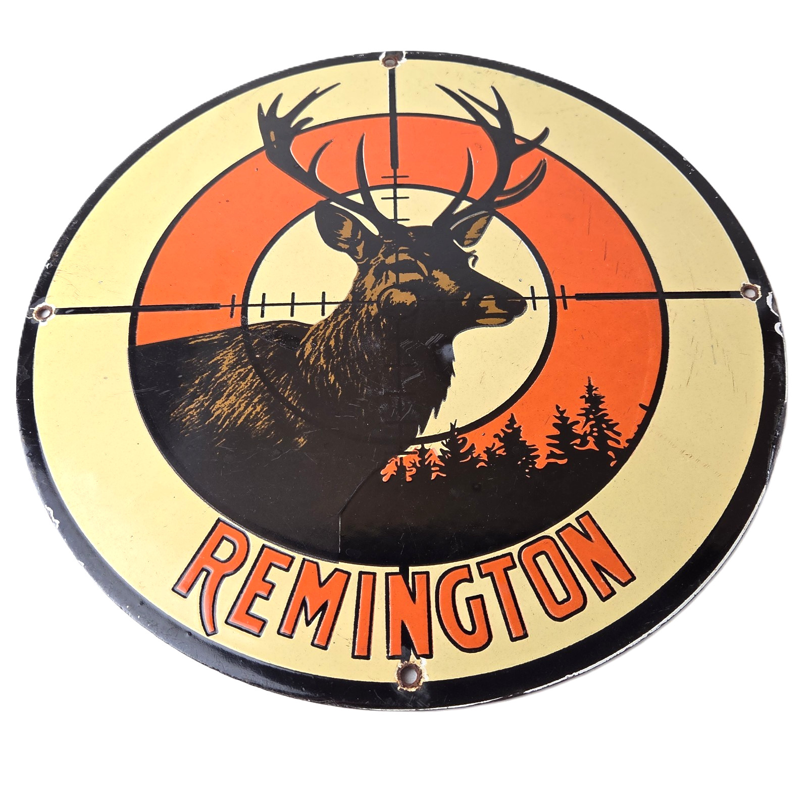Vintage Remington Porcelain Sign - Firearms Rifles Deer Scope Gas Pump Sign Vintage Remington Porcelain Sign - Firearms Rifles Deer Scope Gas Pump Sign