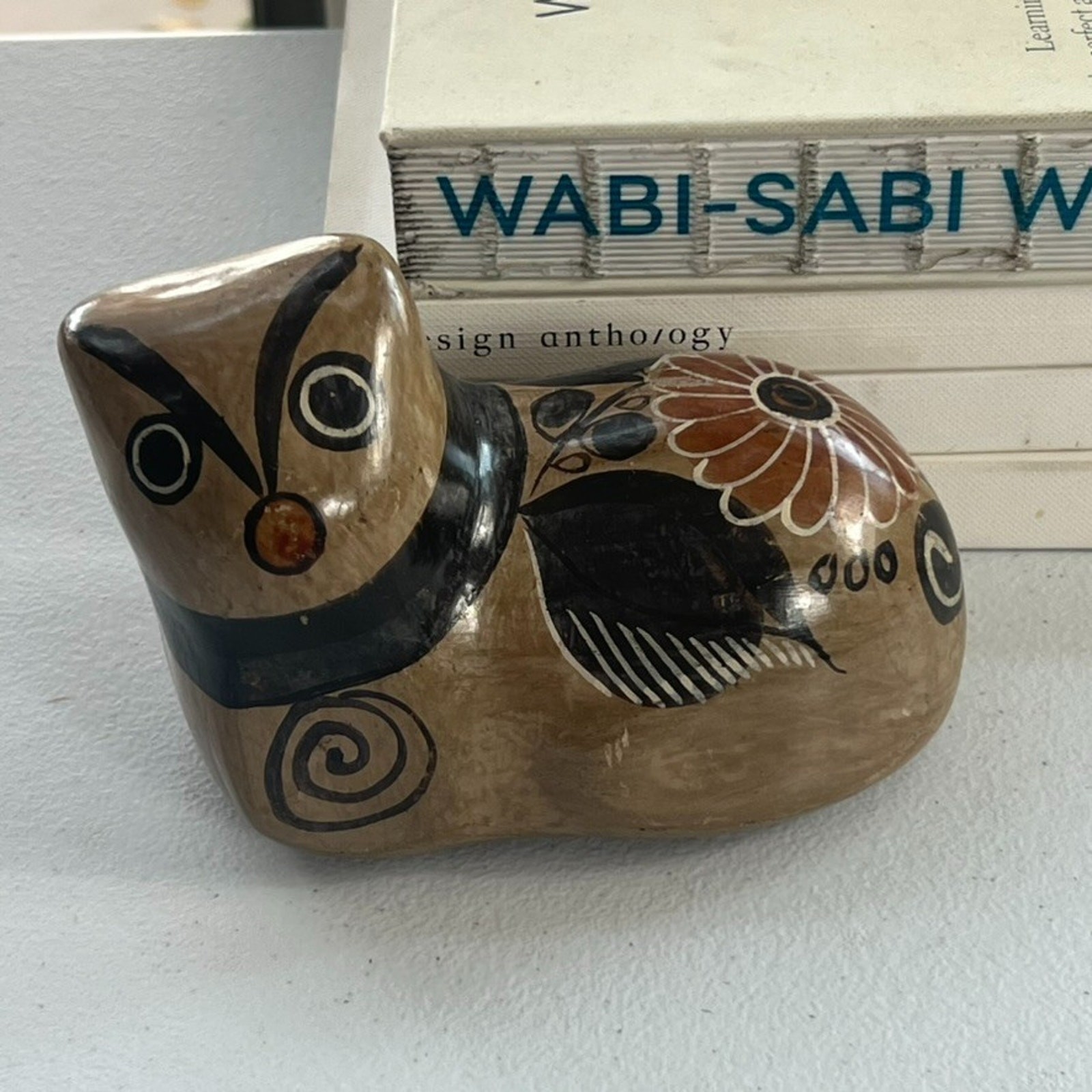 Cat Mexican Tonala Pottery Hand Painted 4