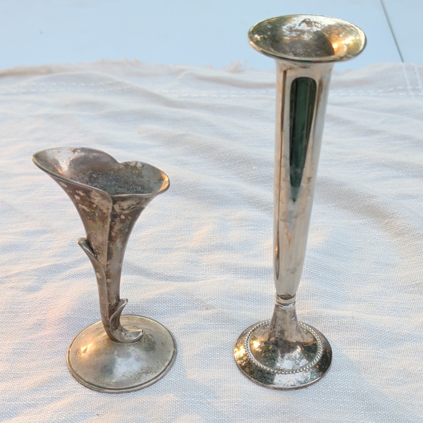 Vintage Silver Metal Rose Holders, Lot Of 2 Small 5\
