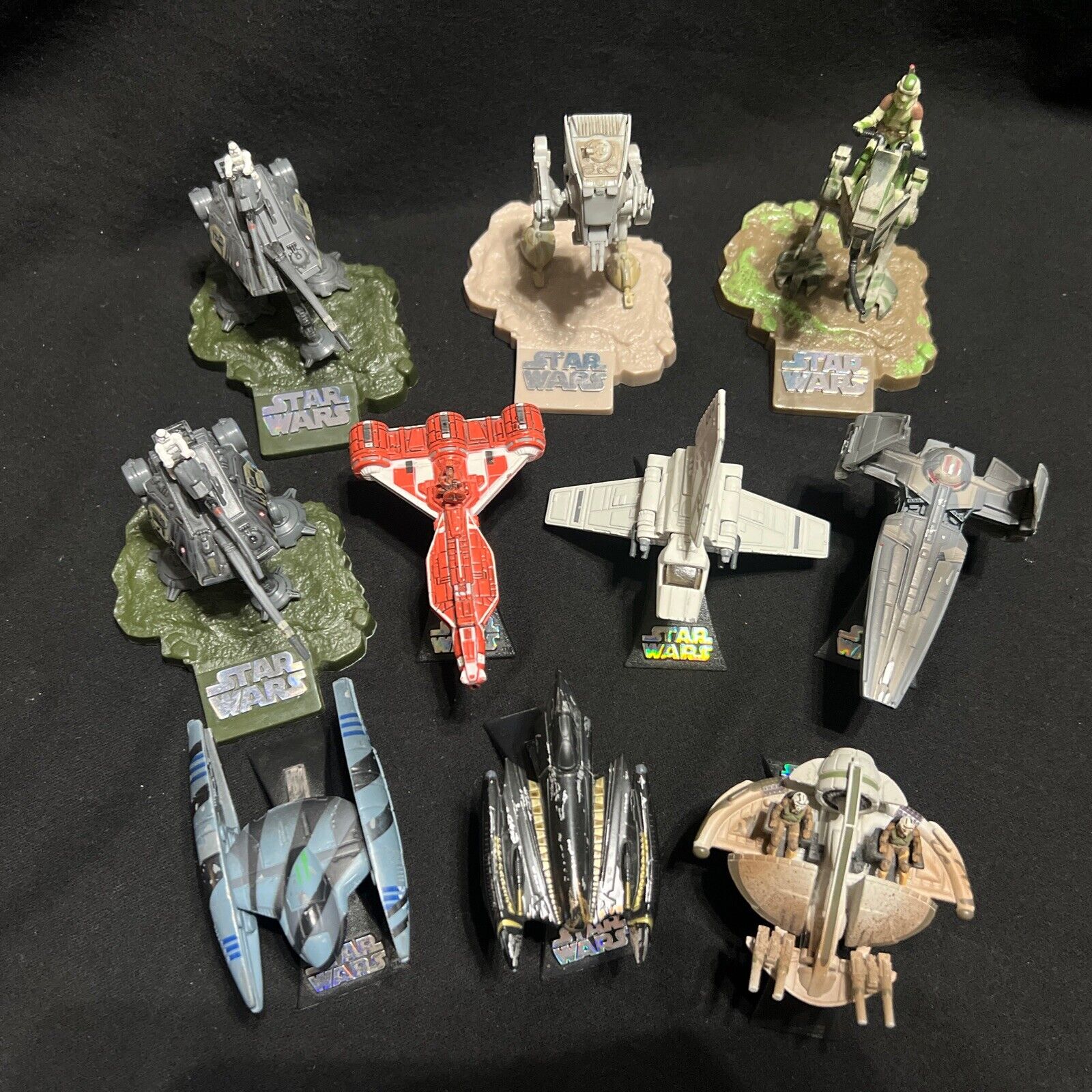 Star Wars Die-Cast Titanium Series Micro Machine Lot of 10 Ships with Stands