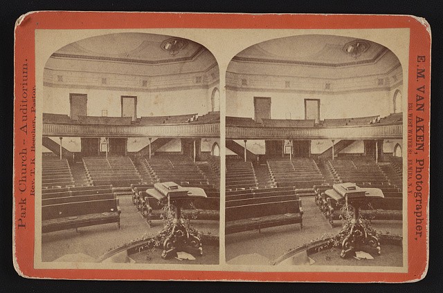Photo:Elmira NY Park Church Auditorium Rev T.K. Beecher 1860s-1900s