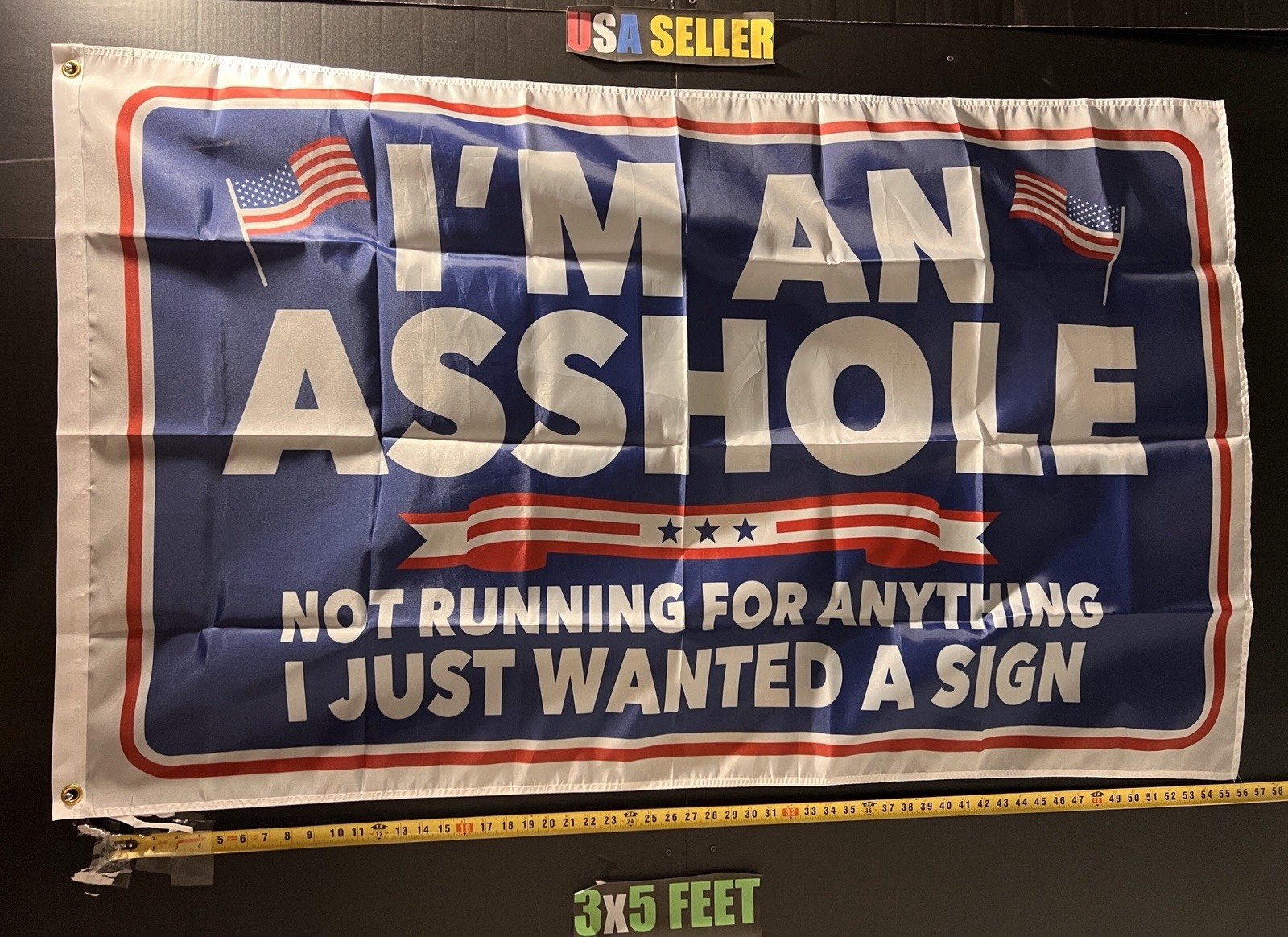I’m An As*hole Election Flag FREE USA SHIP Not Running For Anything Sign 3x5' I’m An As*hole Election Flag FREE USA SHIP Not Running For Anything Sign 3x5'
