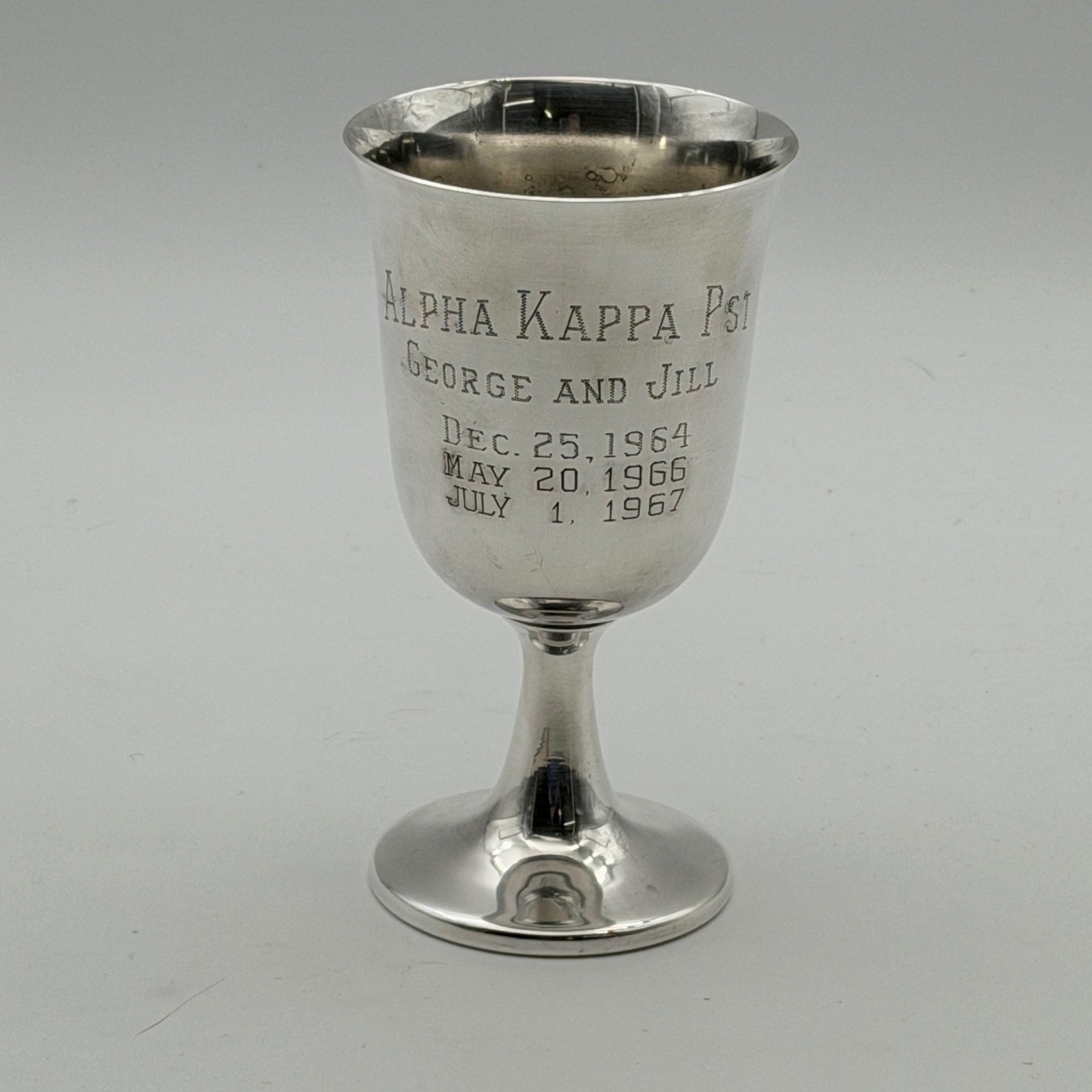Vintage Sheridan Silver Plated Alpha Kappa Psi Engraved Trophy Cup 1960s
