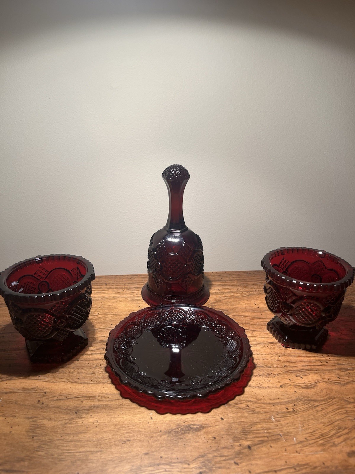 Vintage Avon 1876 Cape Cod Collection, Ruby Red Glassware, 4- piece Lot Nice
