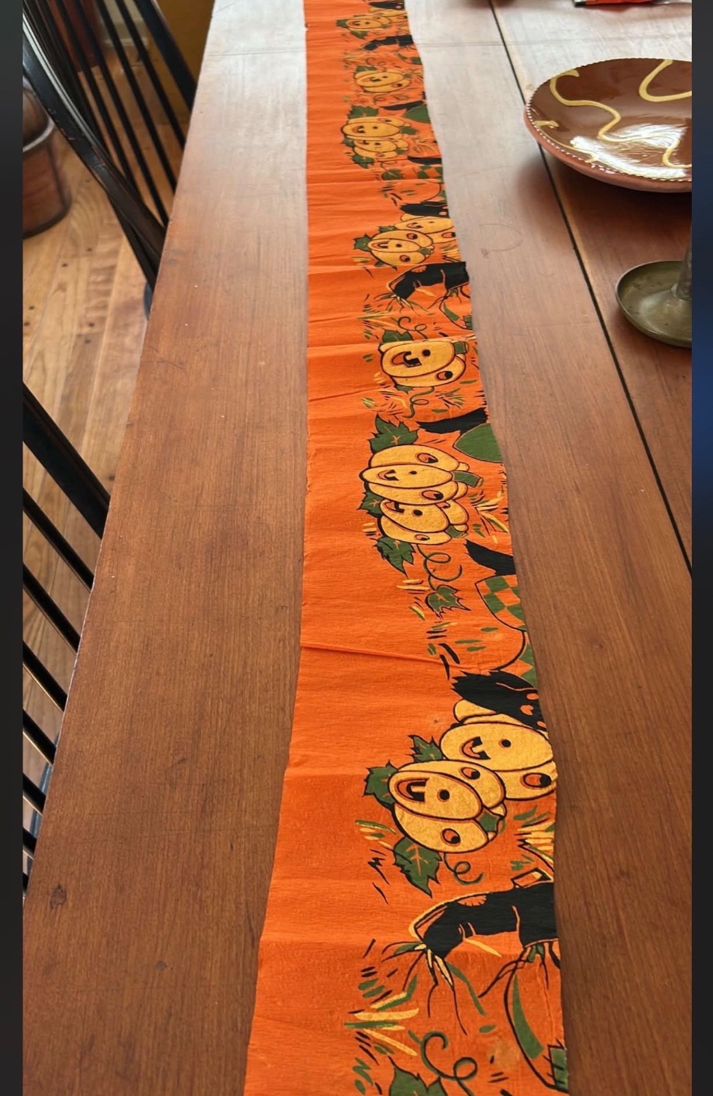 Vintage Antique 1920s Halloween Crepe Paper Streamer Pumpkin Jack O Lantern Cat
