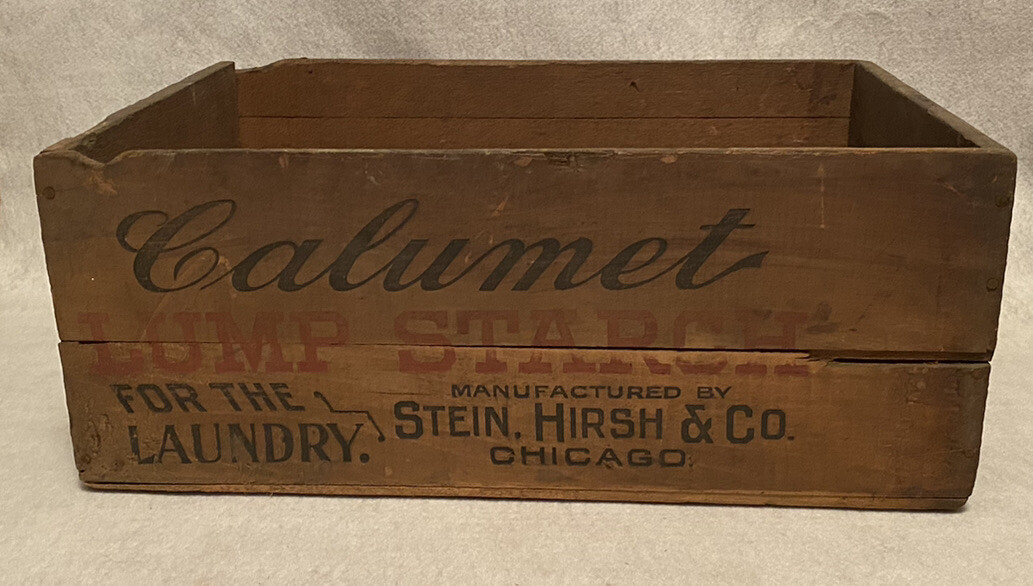 ANTIQUE EARLY  CALUMET LUMP STARCH FOR THE LAUNDRY ADVERTISING BOX CHICAGO RARE