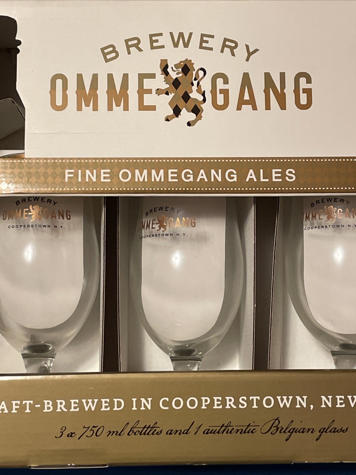 3-- OMMEGANG ALE BEER GLASSES COOPERSTOWN, NY BREWERY