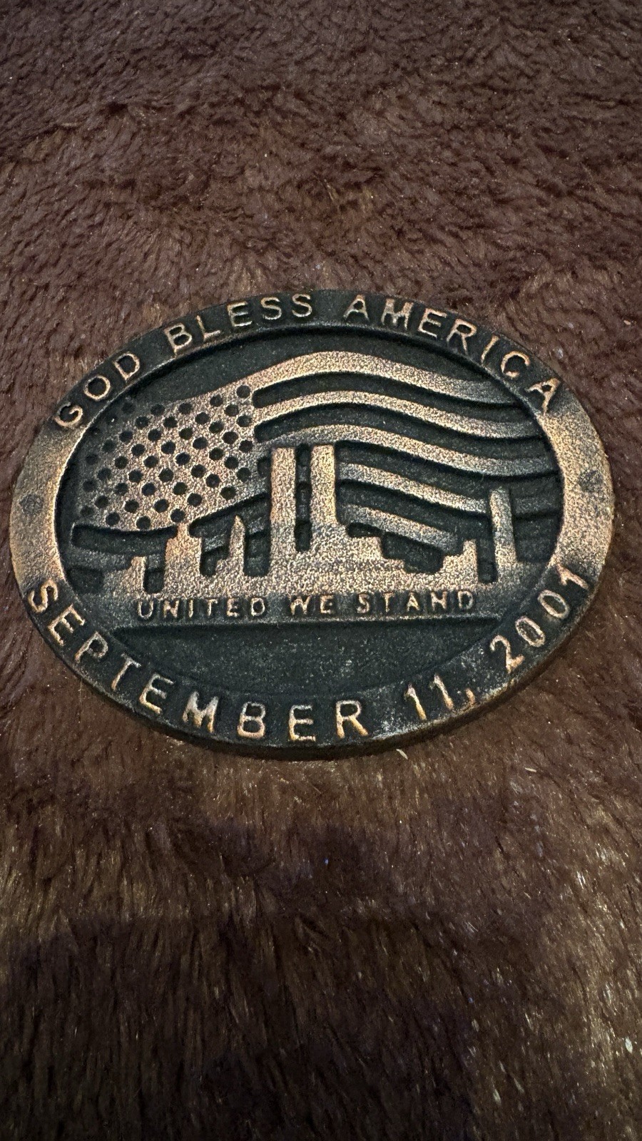 9/11 Anniversary Memorial Medallion Recycled Steel World Trade Center 2001