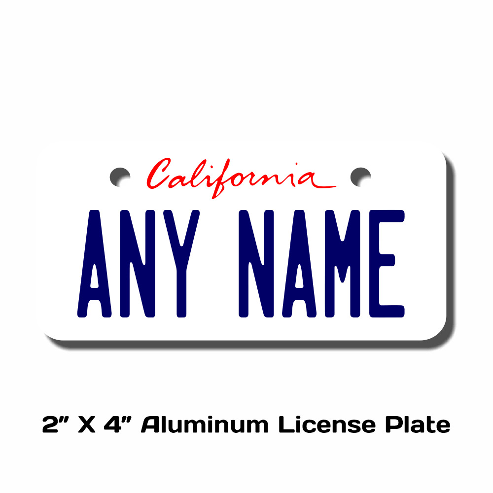 Personalized California License Plate for Bicycles, Kid's Bikes, Cars Ver 1