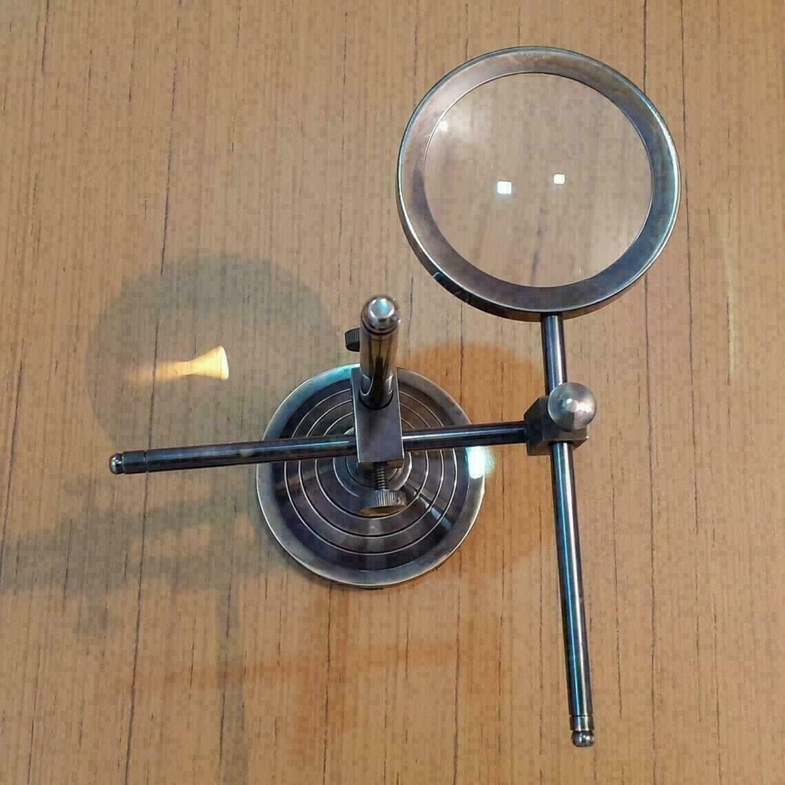 TABLE TOP MAGNIFYING GLASS DESK BRASS MAGNIFIER Antique Nautical Gift