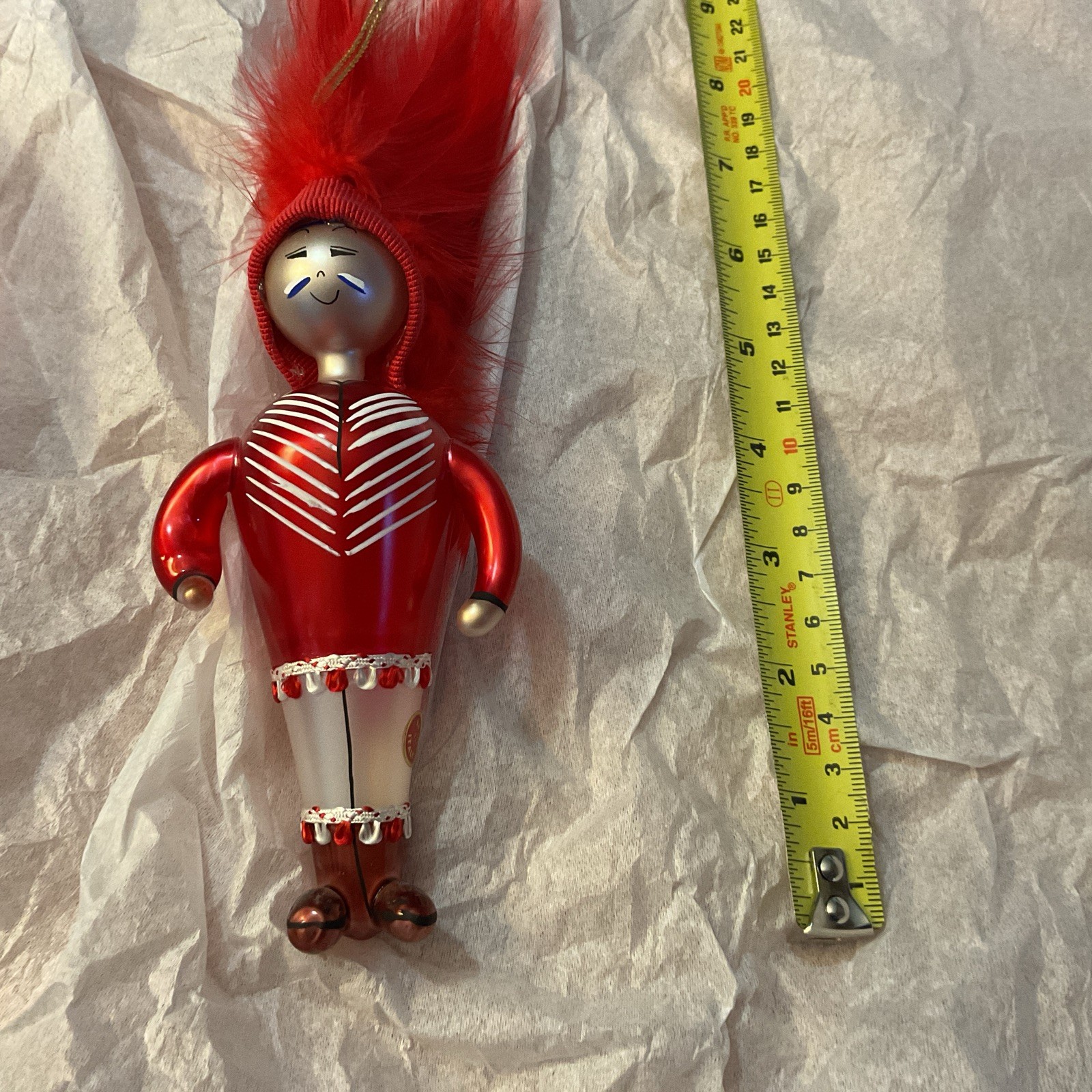 De Carlini Hand Made Ornament From Italy Native American Man Feather Headdress 