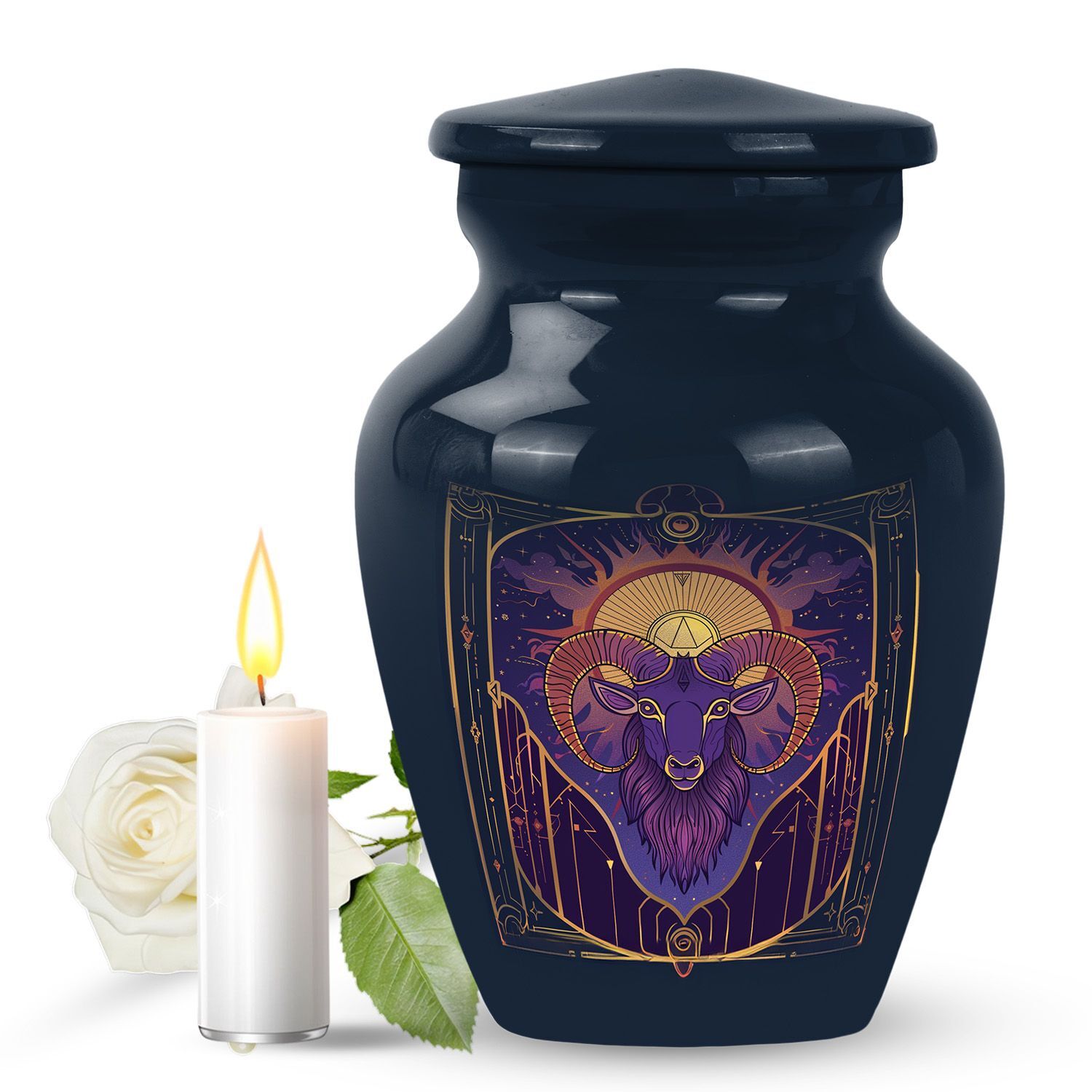Zodiac Love - Abstract Themed Memorial Large Cremation Urn Keepsake
