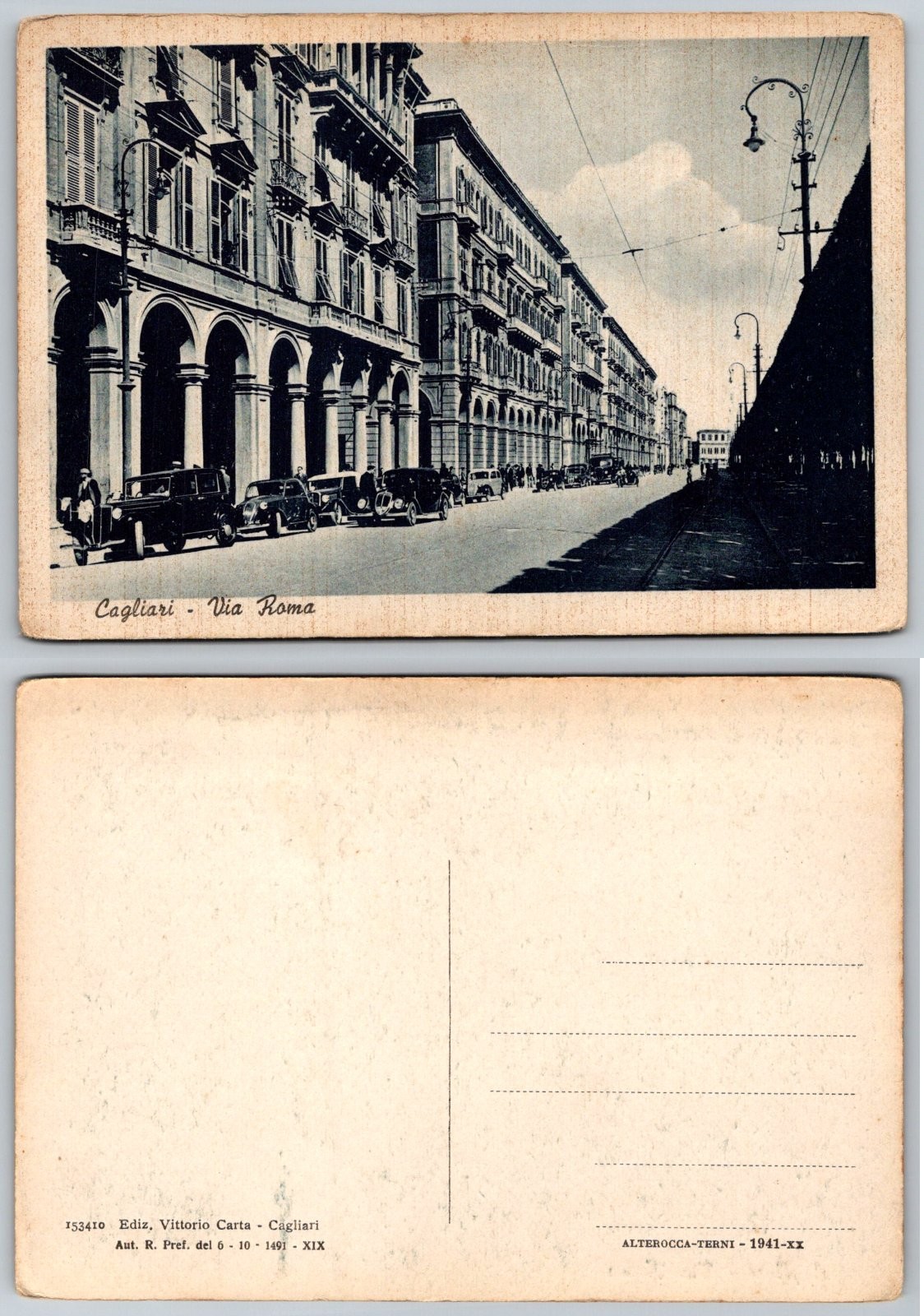 Continental Cagliari Italy Via Roma Street View Cars Buildings Postcard Continental Cagliari Italy Via Roma Street View Cars Buildings Postcard