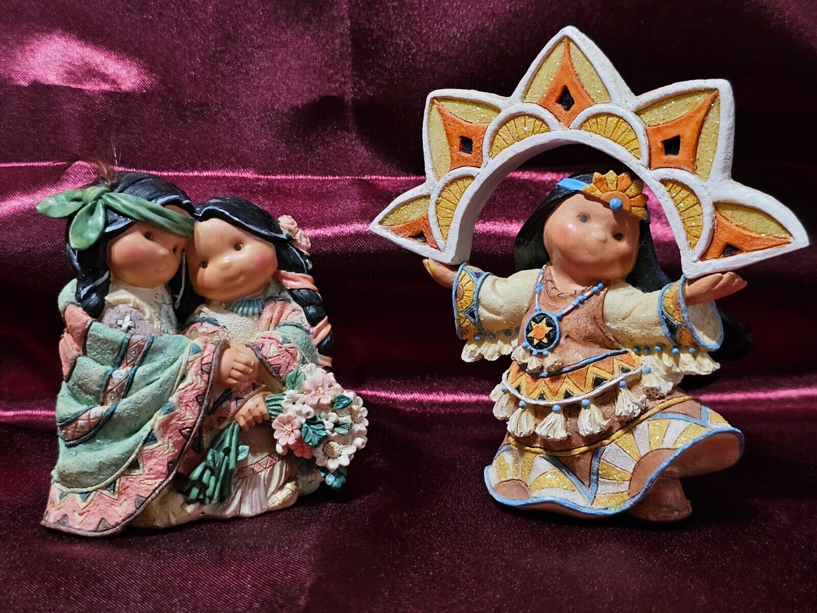 LOT OF 2 VINTAGE ENESCO 1998 & 2002 FRIENDS OF THE FEATHER SUN DANCE LOVE FOR