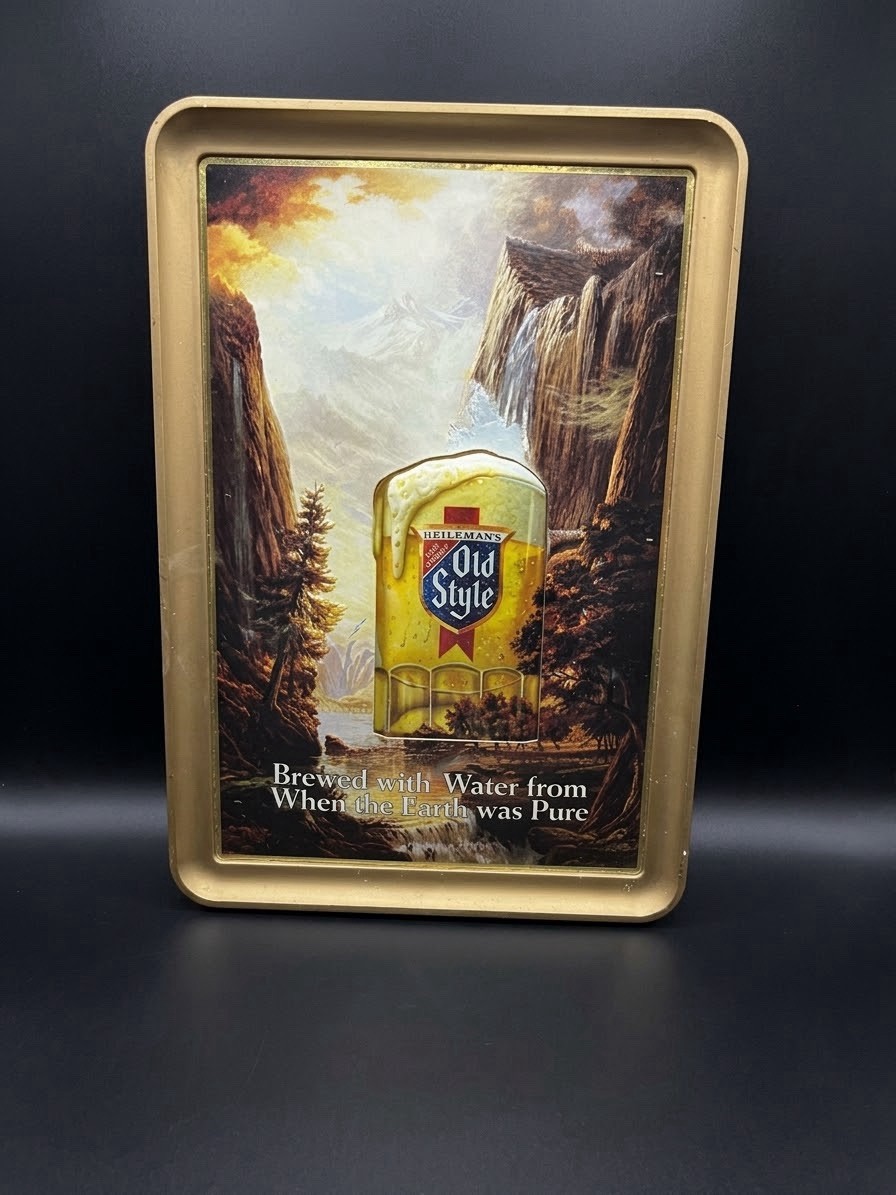 Vintage 1980\'s Heileman Old Style Beer Bar Sign 3D Waterfall Mug- No Light