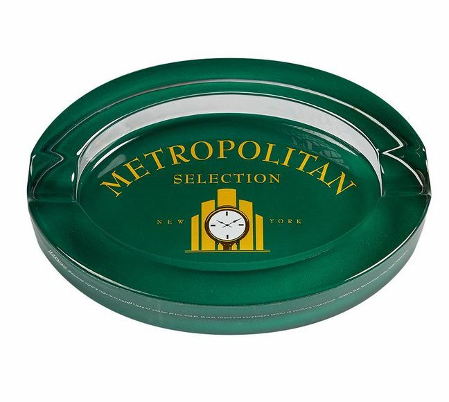 Nat Sherman Metropolitan Crystal Glass Ashtray - Host Maduro Green - New