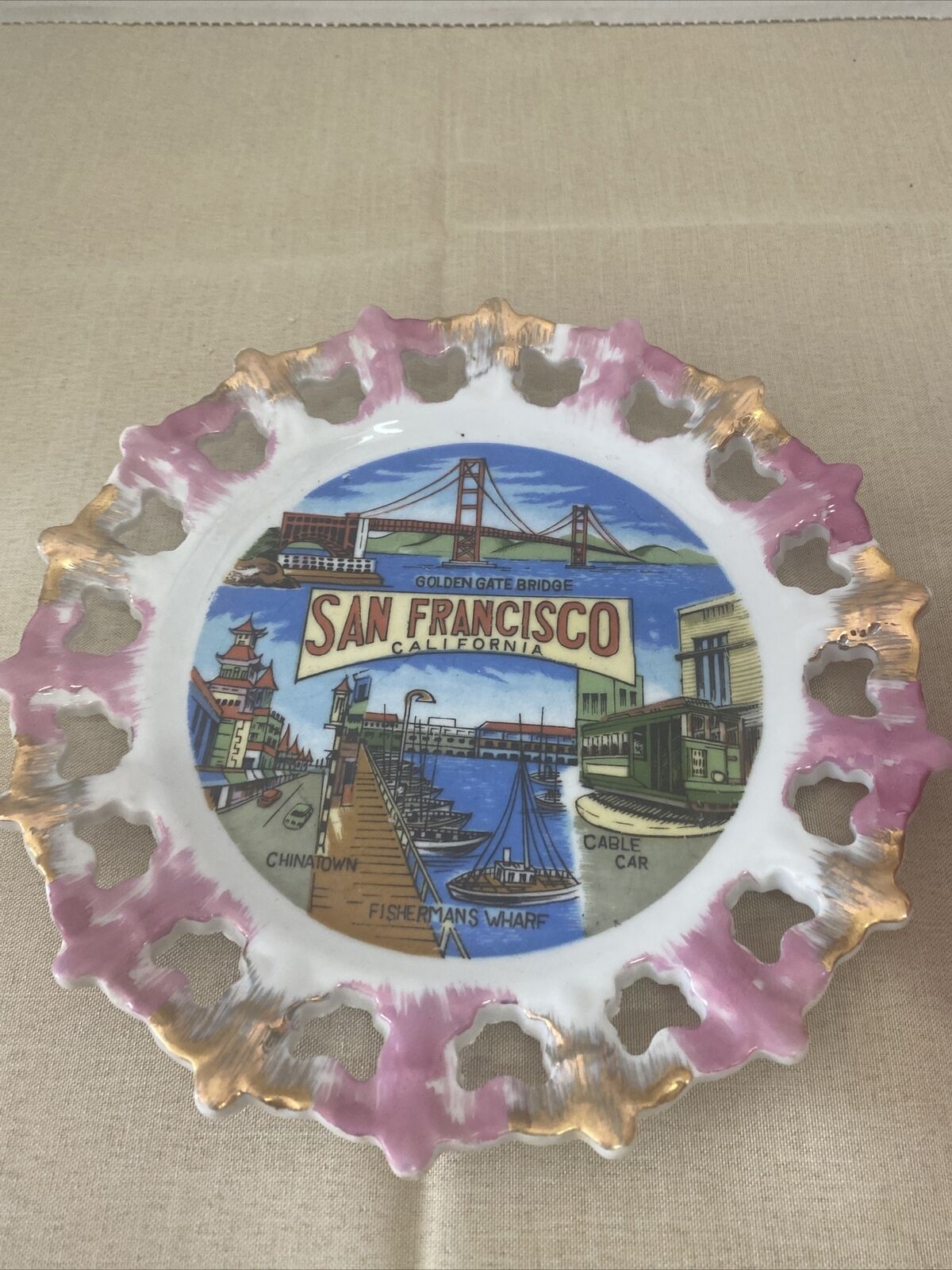 Vintage San Francisco Decorative Wall Plate | SF Japan Ceramic Plate San Fran bv
