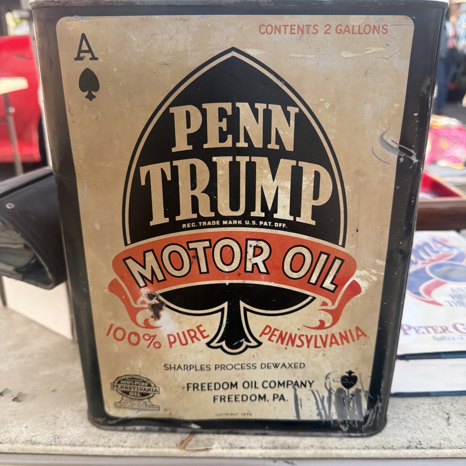 Vintage Penn Trump Motor Oil 2 Gallon Empty Can Classic 1936 Rare Vintage Penn Trump Motor Oil 2 Gallon Empty Can Classic 1936 Rare