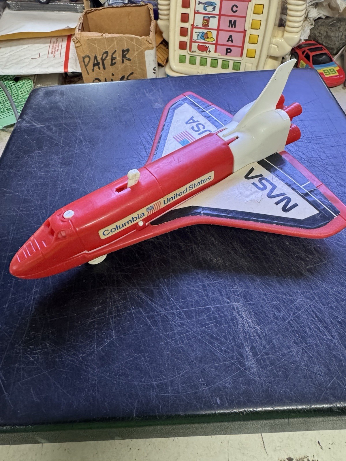 Vintage Processed Plastic Toy NASA Space Shuttle Red White Columbia USA 
