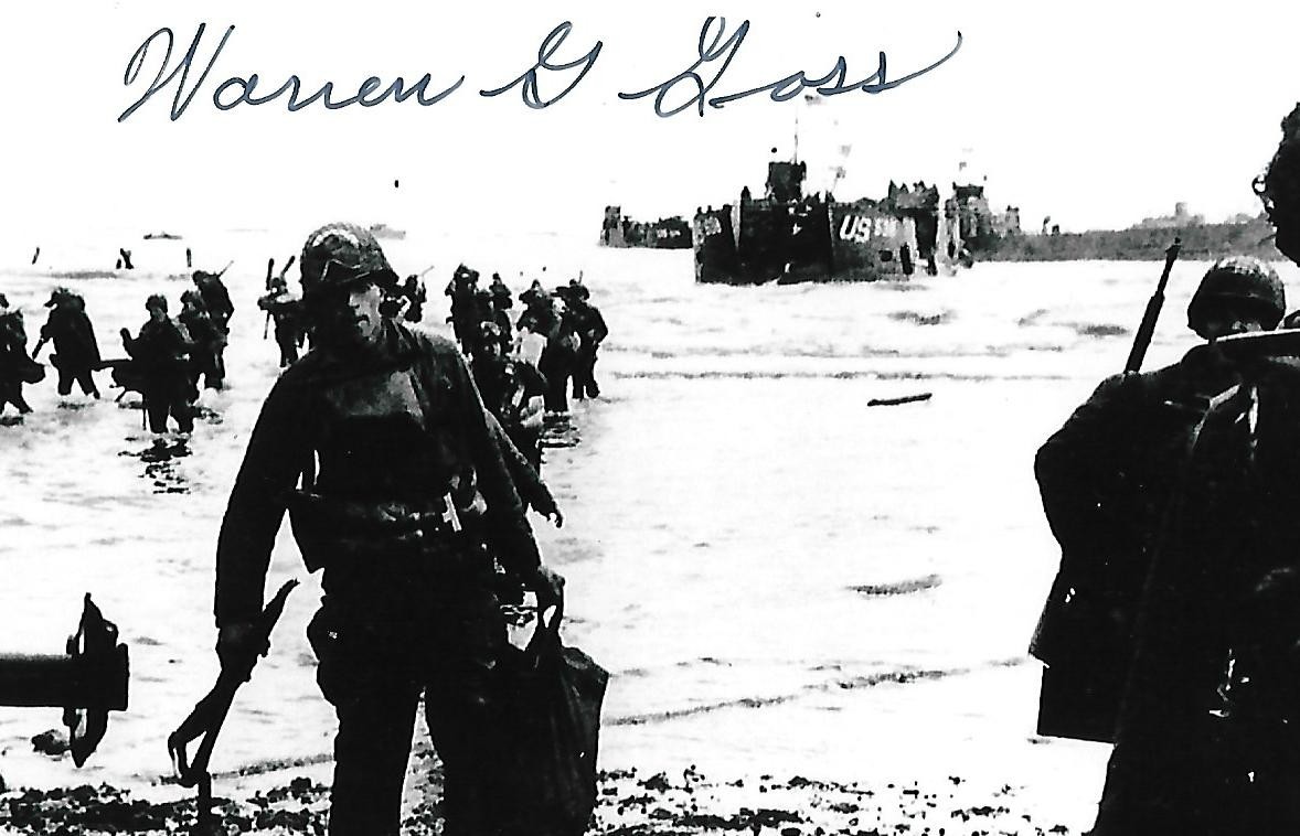 Warren Goss autographed 4x6 photo WW II D-Day European Theater Rare COA LOOK