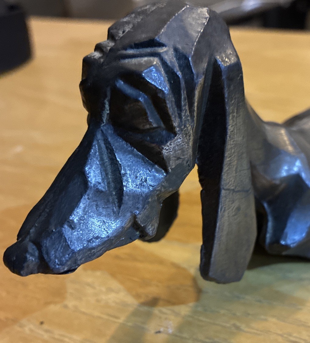 Art Deco Metal Dachshund Statue Mid-Century Vintage MCM