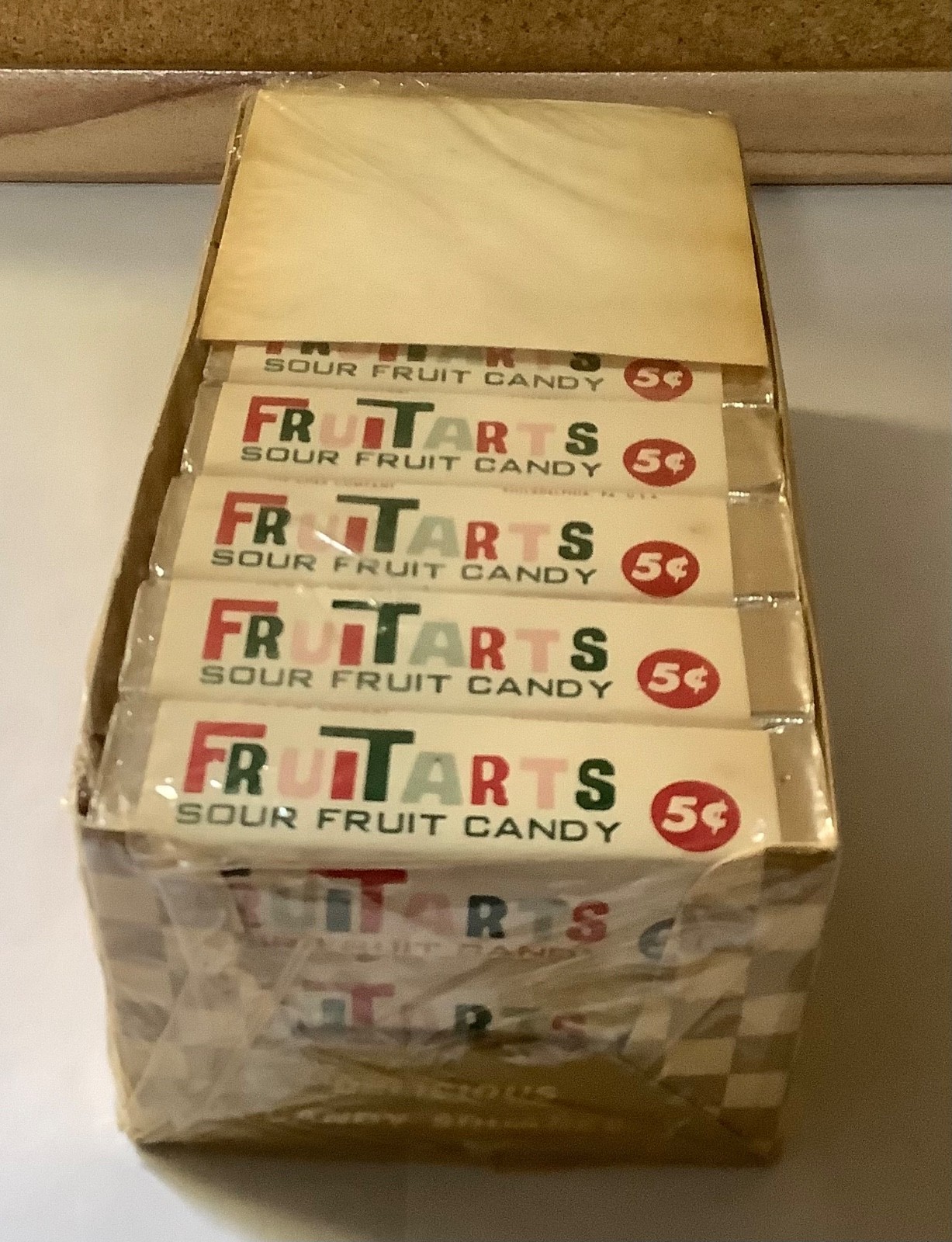 1920's FRUIT TARTS SOUR FRUIT CANDY Dead Stock Advertising Box W/24 Pkgs 5Cents 1920's FRUIT TARTS SOUR FRUIT CANDY Dead Stock Advertising Box W/24 Pkgs 5Cents