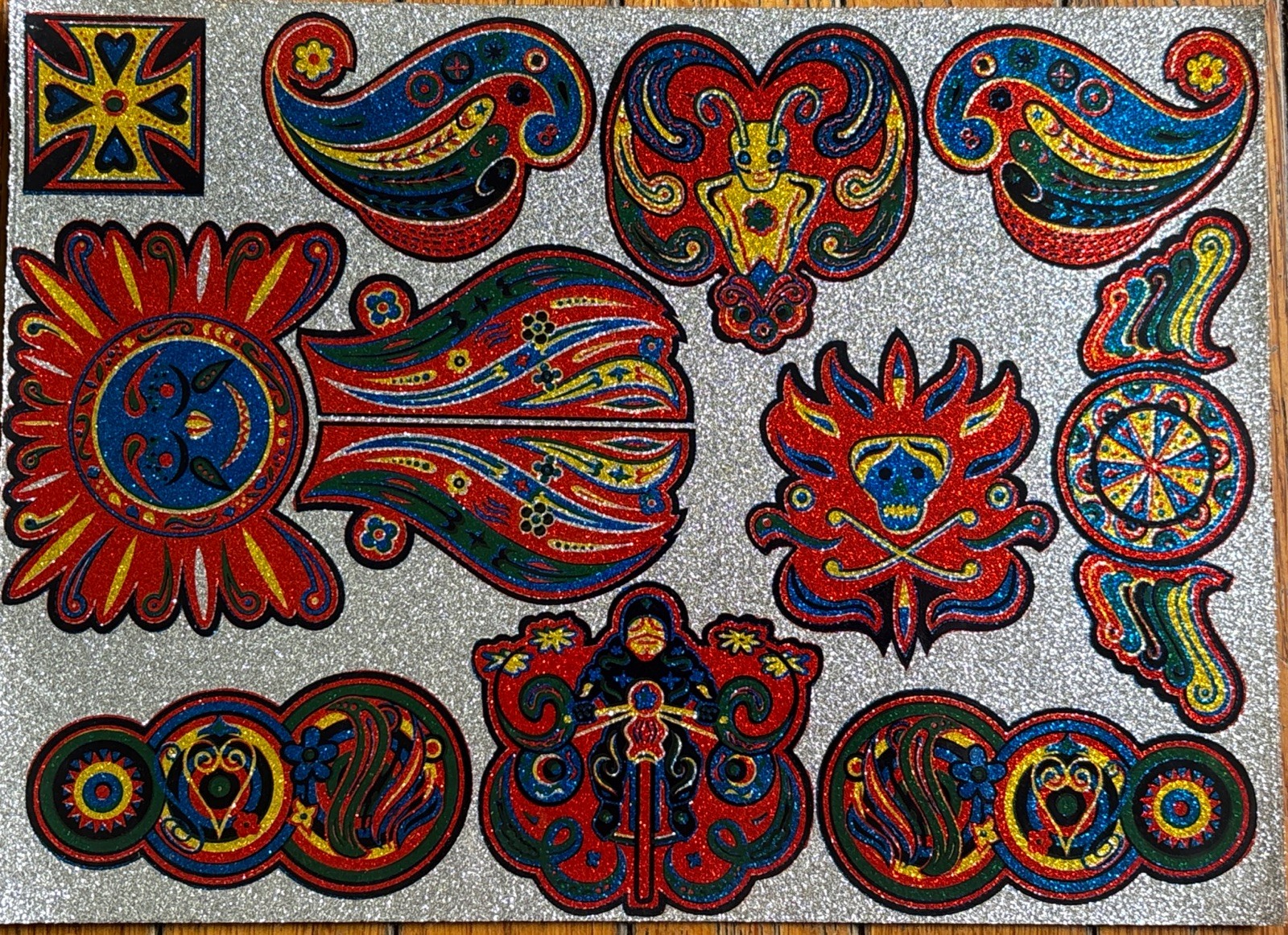 RARE VINTAGE 1960s MetalFlake Inc BLIPS Psychedelic Glitter Decals SHEET Of 12 RARE VINTAGE 1960s MetalFlake Inc BLIPS Psychedelic Glitter Decals SHEET Of 12