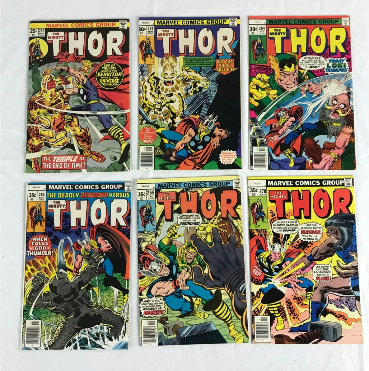 1975 Marvel Comics Group: The Mighty Thor no. 245, 263, 264, 265, 266, 270 1975 Marvel Comics Group: The Mighty Thor no. 245, 263, 264, 265, 266, 270