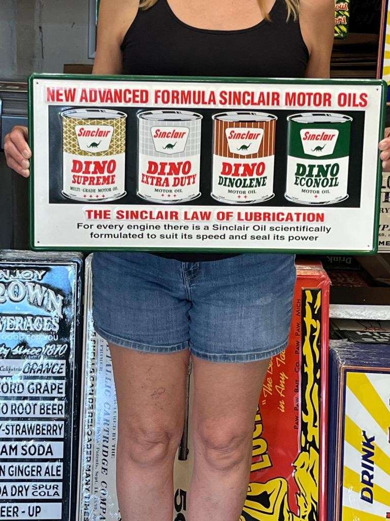 Antique Vintage Style Metal Sinclair Oil Cans 24x12 Made in USA