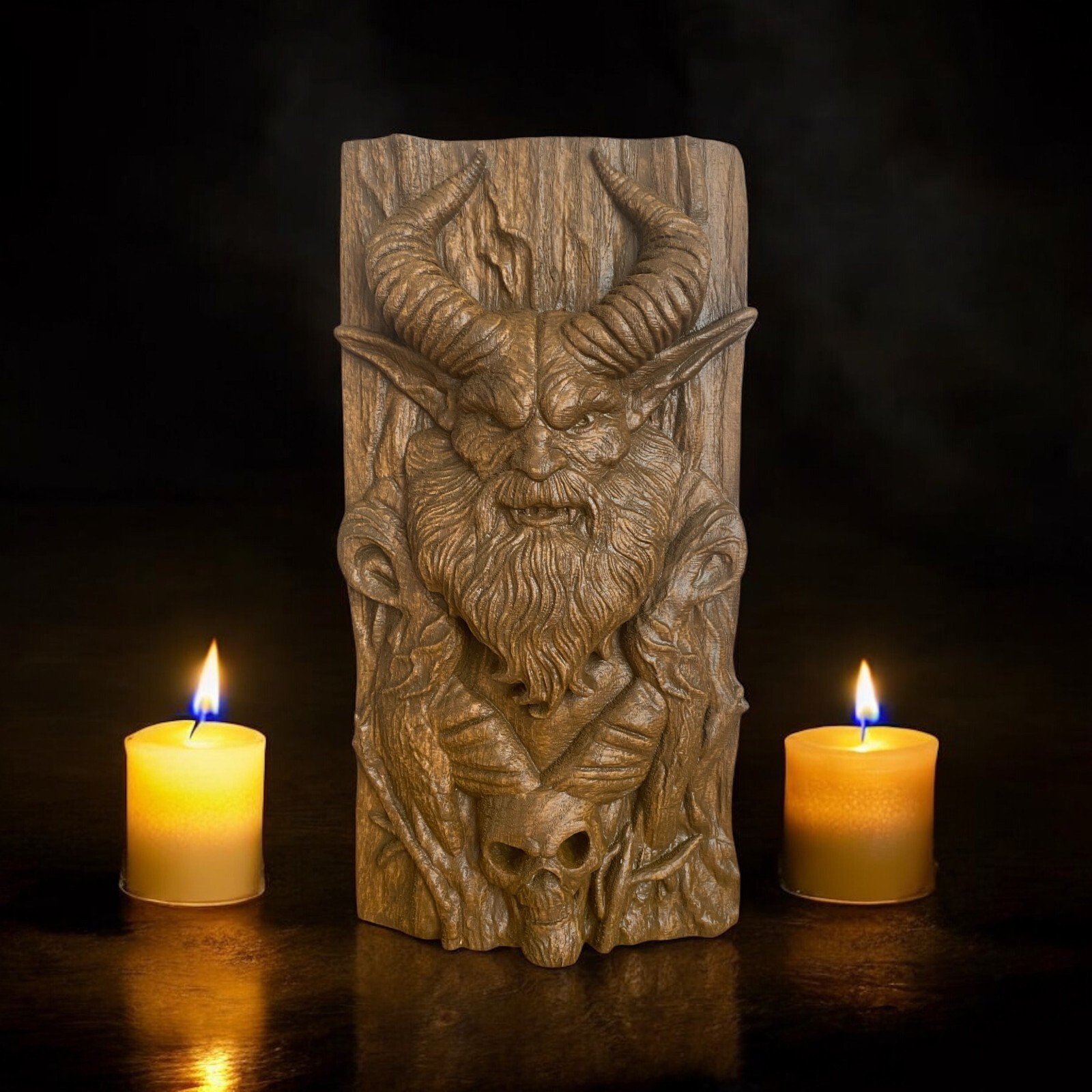 Krampus Wooden Statue Krampus Sculpture Mythical Creature Figurine Unique Dark