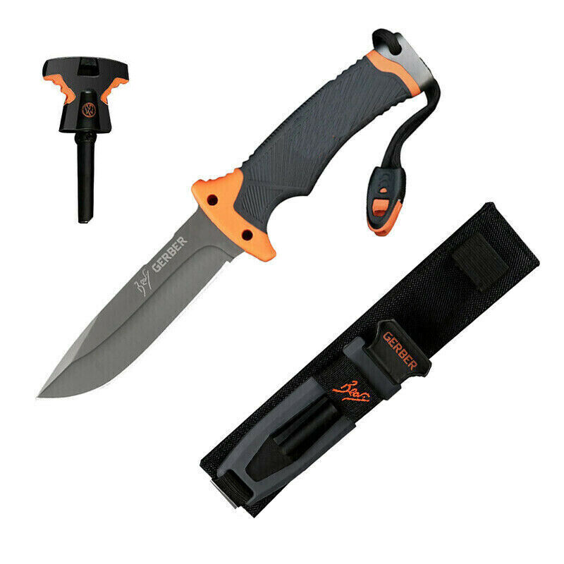Military Fixed Blade Knife Camping Hunting Tactical Survival Kit w/ Fire Starter
