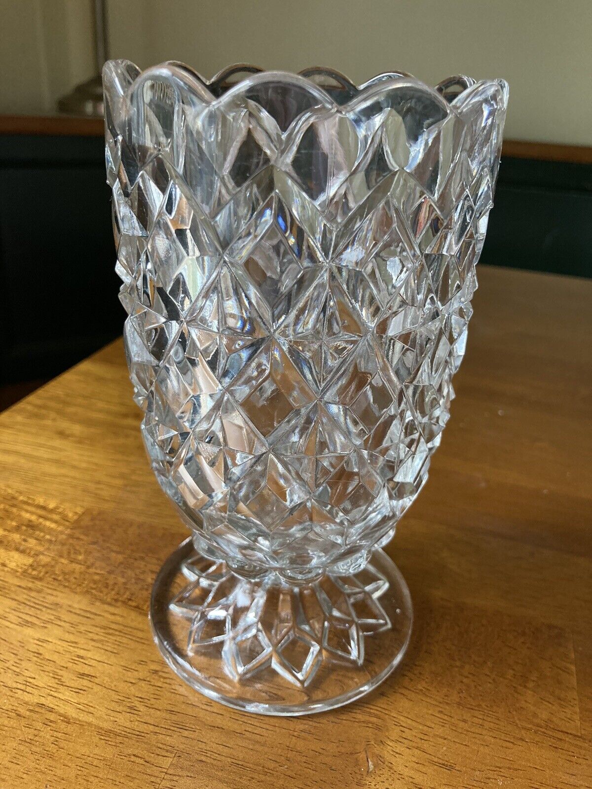 Vintage EAPG “Diamond Waffle” Pattern Celery Vase 