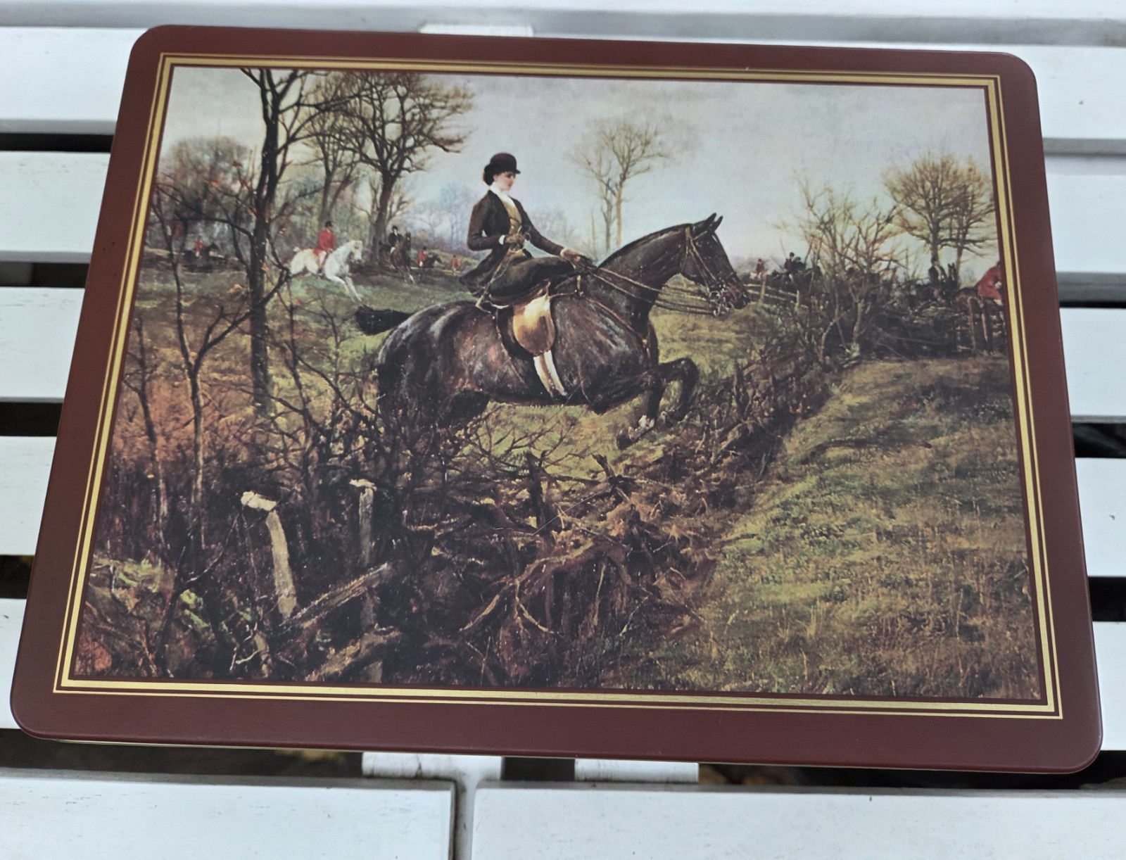 Warner LAUREN Ralph Lauren Vintage Equestrian Hunting Hinged Tin Box England