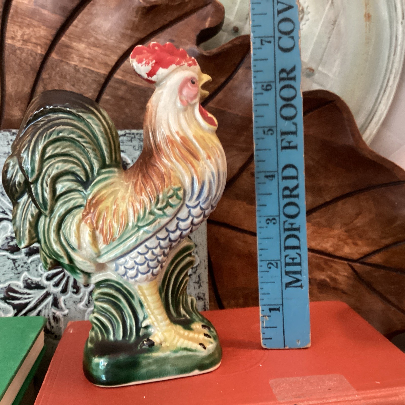 Vintage Ceramic Rooster Chicken Figurine Japan Shabby  Cottage Core  Farmhouse