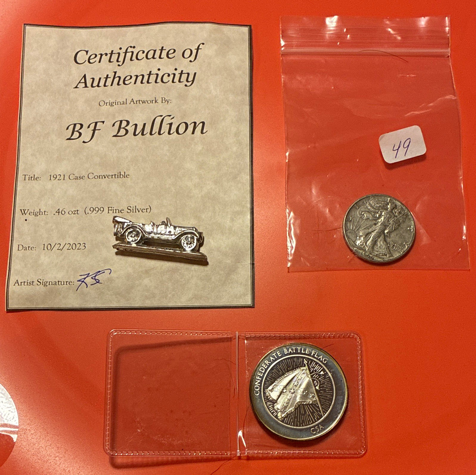 BF Bullion 1921 Case Convertible .999 Fine Silver 0.46 ozt COA, ASE + Medal