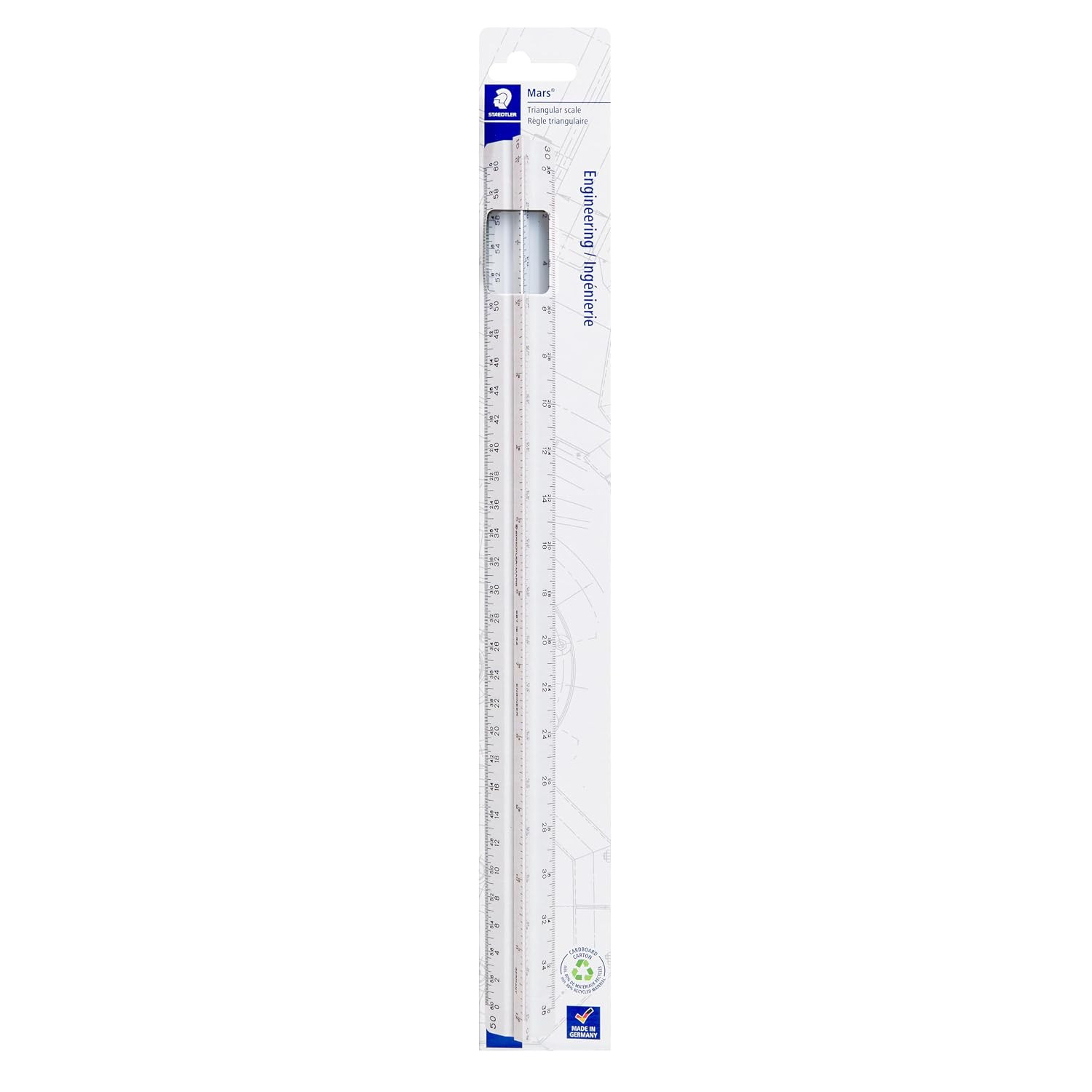 STAEDTLER 12In Engineer Scale Ruler - Triangular Engineering Ruler with 6 Scales