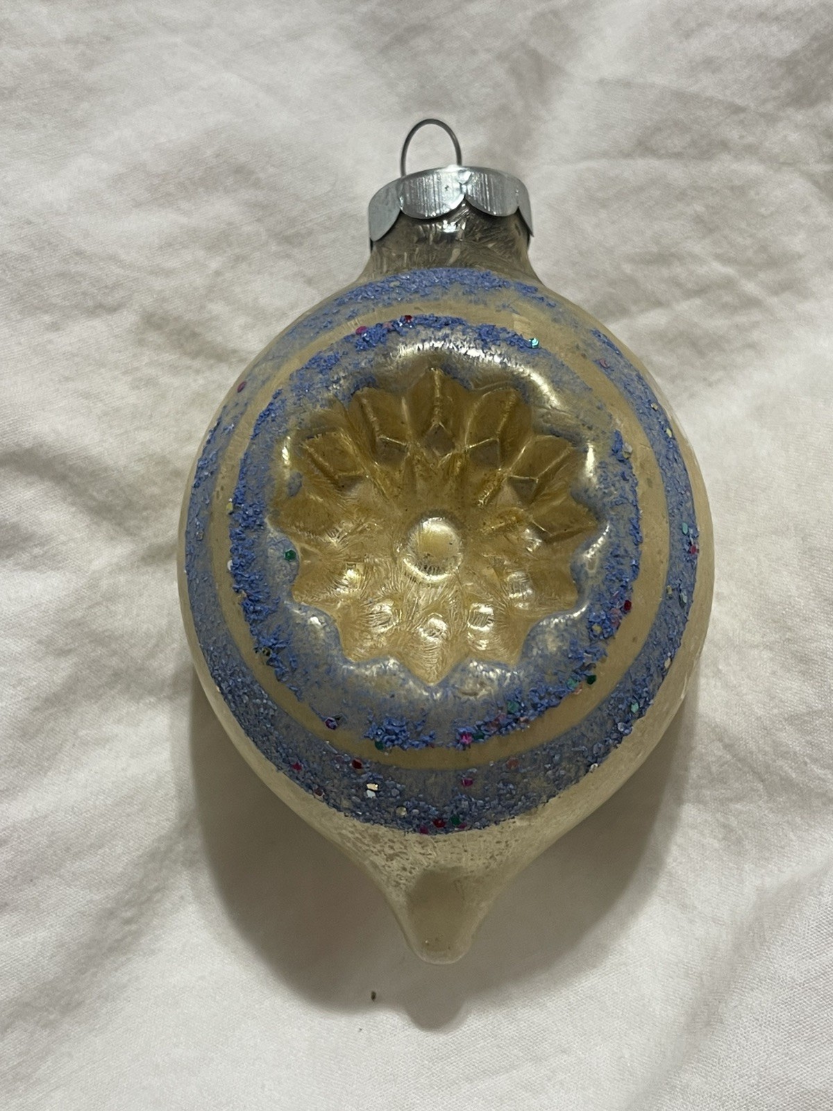 RARE George Franke Double Indent Reflector Mica Confetti Glass Ornament