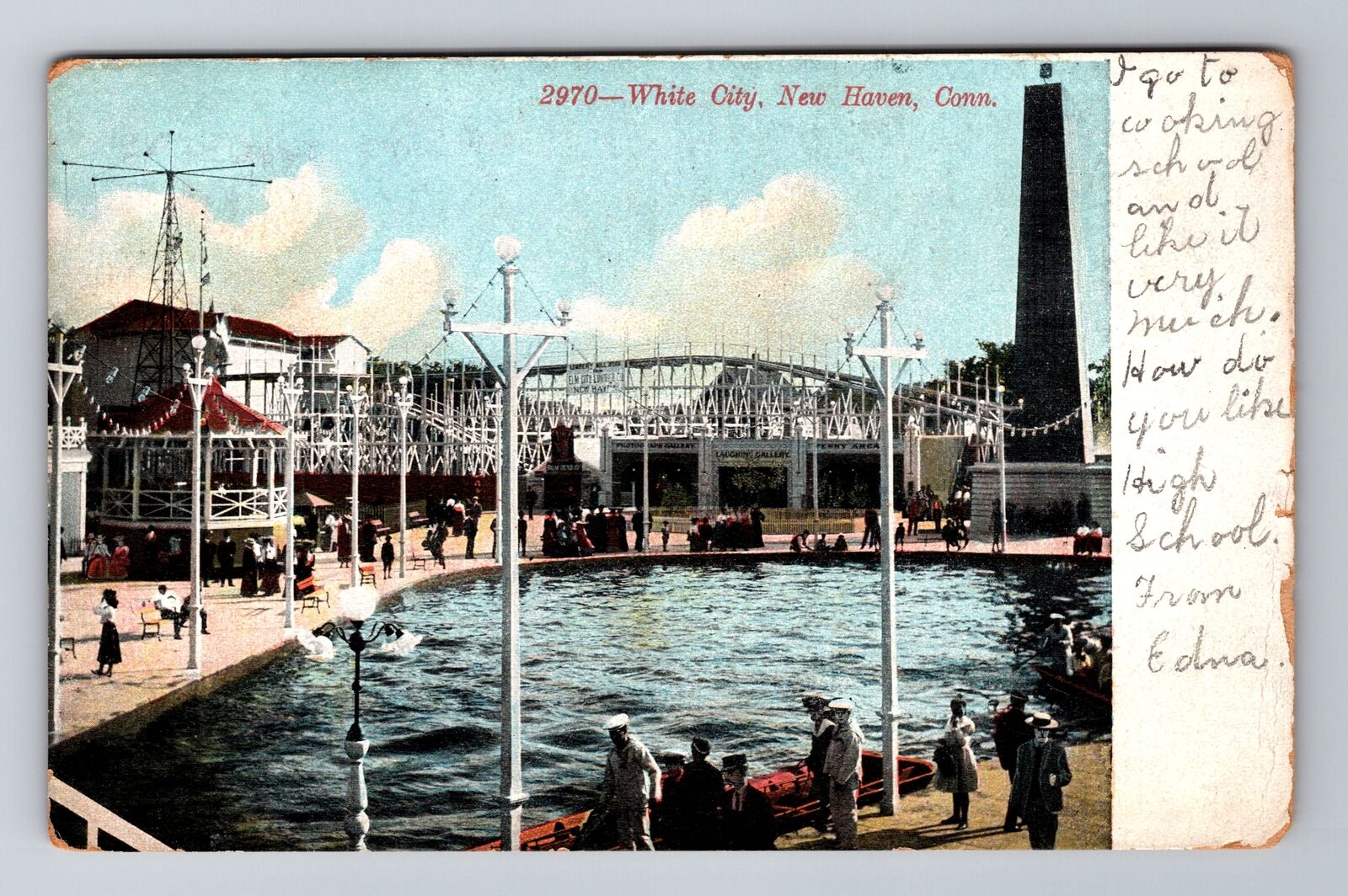 New Haven CT-Connecticut, White City, Antique Vintage Souvenir Postcard